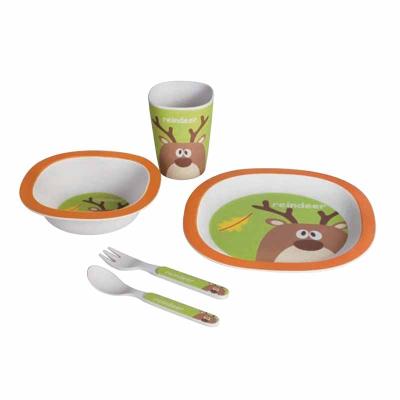 China Minimalist High Quality Customized Bio Printed Bamboo Fiber Plates Sets for sale