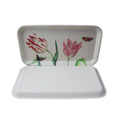 China Reusable Bamboo Fiber Dinner Tray Dish Bowl Set Viable Customize Printing 2018 New Design 100% Cheap Biodegradable Tray for sale