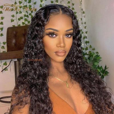 China Kinky Curl 100 Human Undetectable Virgin Lace Frontal Wigs, HD Pre Plucked Curly Lace Front Wig For Black Women for sale