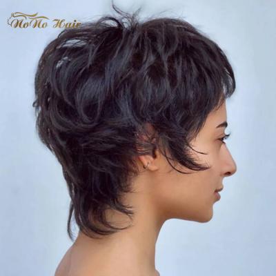 China Wholesale 10A T Piece Virgin Hair Pixie Cut Wigs Frontal Lace Closure Wig Silky Straight Wave For African American Women 360 Lace Frontal Wig for sale