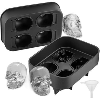 China Viable Halloween Ice Cube Molds Easy Release Silicone Mold 3D Skull Ice Mold For Whiskey for sale