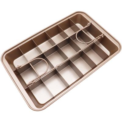 China Sustainable Non-Stick Brownie Pan with 18 Pre-Slice Baking Tray Carbon Steel Bakeware for Oven Baking for sale