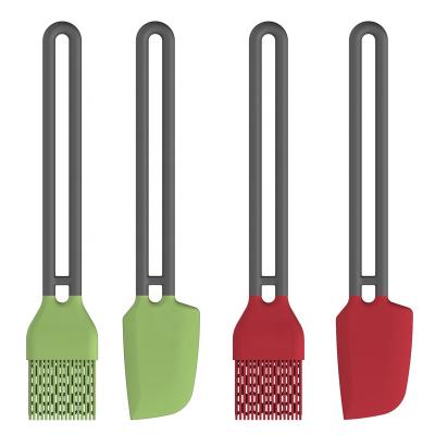 China Sustainable New Design Pastry Baking Silicone Heat Resistant Spatula Set Oil Brush Cream Scraper for sale