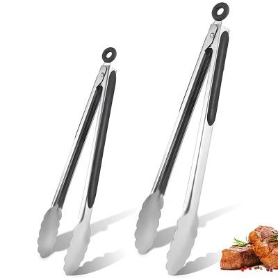 China 9 inch durable 12 inch stainless steel kitchen food tongs set heavy duty locking metal food tongs for cooking, GRILLING for sale