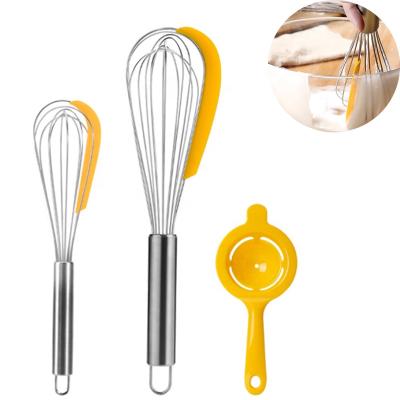 China New Design Stainless Steel Kitchen Beater and Egg White Workable Separation Set Egg Beater Mini Beater for Baking for sale