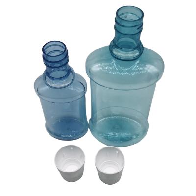 China BEAUTY PACKAGING 500Ml Mouthwash Plastic Bottle Blue Liquid Sub Bottling Vials Small Mouthwash Bottle With Cup Lid for sale