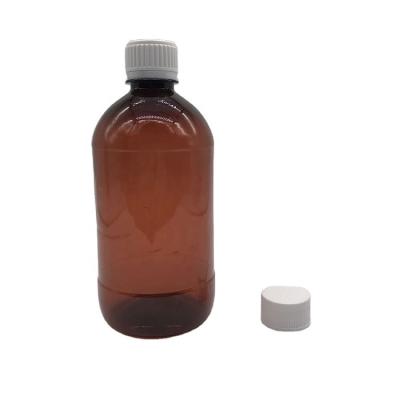 China Plastic Pharmaceutical 16oz 500ml Amber Syrup Pharmaceutical Liquid Bottles With Tamper Proof Cap for sale