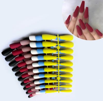 China Design ABS Pre-designed Long Coffin Fake Nails Press On Fake Ballerina Nail Tips Nails for sale