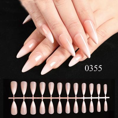 China Design Full Cover Long Shape French False Nails Press On Nails for sale