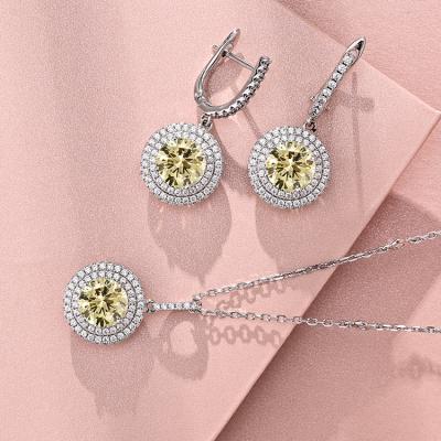 China FASHION Women Gemstone Necklace Earrings Jewelry 925 Sterling Silver Set Earrings And Pendant Cubic Zirconia Jewelry Set for sale