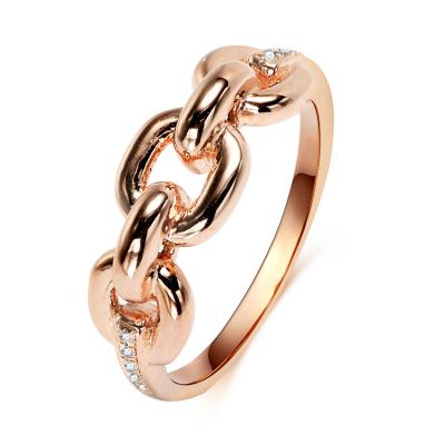 China Simple Vintage Hollow Out Ring Woman Jewelry 18K Iced Gold Plated 925 Sterling Silver Cuban Chain Ring for sale