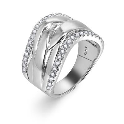 China Vintage Fashion 925 Sterling Silver Wide Band Ring Women Engagement Eternity Band Rings for sale