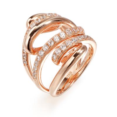 China Vintage Classic Sterling Silver Layered Religious Ring Rose Gold Plated Multi Layer Irregular Twist Ring for sale