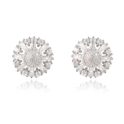 China CLASSIC Silver Zircon Round Zircon Jewelry Fashion 925 Tiny Stud Earrings for sale