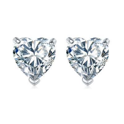 China Valentine Gift Simple Ideas Small CLASSIC Heart Shaped Zirconia Stones 925 Sterling Silver CZ Stud Earring for sale