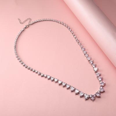 China FASHIONABLE Luxury Women Iced Out Jewelry Zircon Tennis Necklace CZ Heart Tennis Necklace for sale