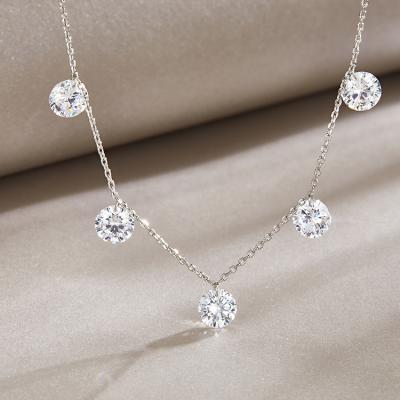 China Fashionable silver jewelry zircon necklace personality simple female round silver necklace European and American s925 wholesale for sale