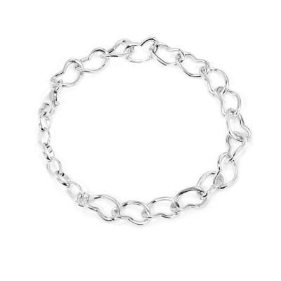 China Simple TRENDY Jewelry 925 Silver Iced Out Oval Cuban Gemstone Heart Bracelet Link Chain Statement Bracelet for sale