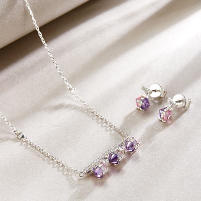 China New FASHION Jewelry Set 925 Sterling Silver Fashion Color Zircon Necklace Set Jewelry Set for sale