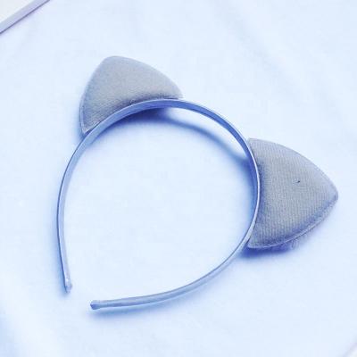 China Korean Gold Cute Plastic Cloth Covered Cat Ear Headband Kids Lovely Custom Plush Plastic Simple for sale