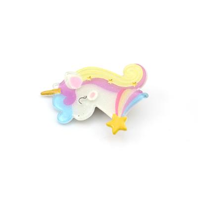 China Unicorn hair clip B.Phone Unicorn Glitter Hair Accessories Children's hair clip rainbow colors girl's hair barrette for sale