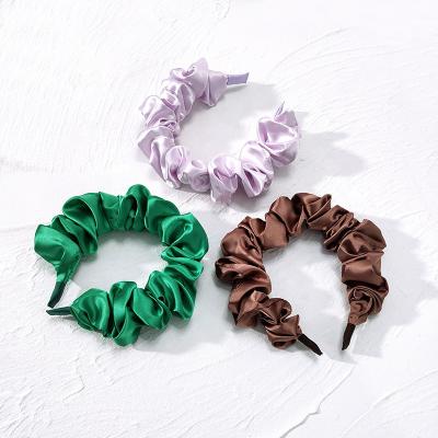 China Wholesale Women's Hot Sale Hair Decoration Hair Decoration Wide Purple Black White Wrinkle Headbands For Hair for sale