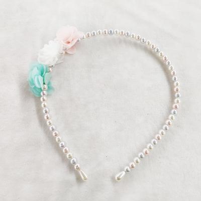 China New Arrival Luxury Non Slip Bridesmaid Pearl Beaded Hair Band With Flowers For Kids for sale