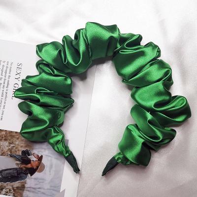 China Fashion Solid Color Luxury Korean Pig Large Intestines Pleated Headbands For Women Pleats Hair Accessories for sale