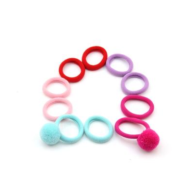 China Wholesale High Quality Cute Elastic Plush Pom Pom Elastic Hair Ties For Kids Girls for sale