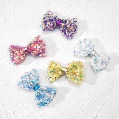 China New Arrival Children Hair Decoration Large 4 Inch Hair Hangers Kids Hair Accessories Sequin Girl's Hair Clip for sale