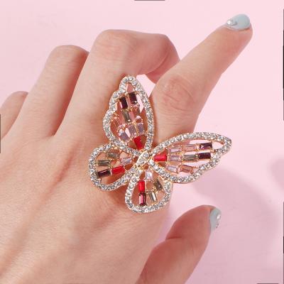 China Wholesale Ring Butterfly Rings With Rhinestones Combine Jewelry Party Gift For Women Girls for sale