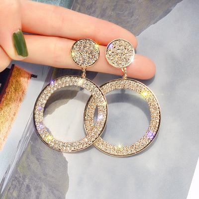 China Earring Alloy Stud Earrings Statement Rhinestone Gold Geometric Circle Earrings Braid Circle Drop Dangle Earrings For Women Girls for sale