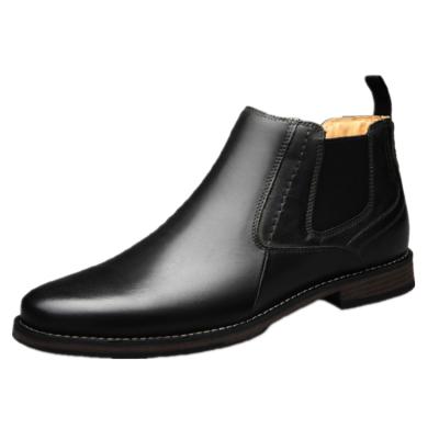 China Wholesale Men Anti-slippery Fashion Chelsea Ankle Boots Black Genuine Leather for sale