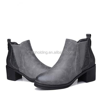 China Pumps Women's Shoes Synthetic Mid Block Leather Heels Ankle Boots for sale