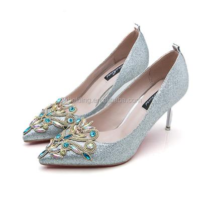 China Pumps Women Pumps High Heels Shoes Fashion Rhinestone Wedding Party Shoes for sale