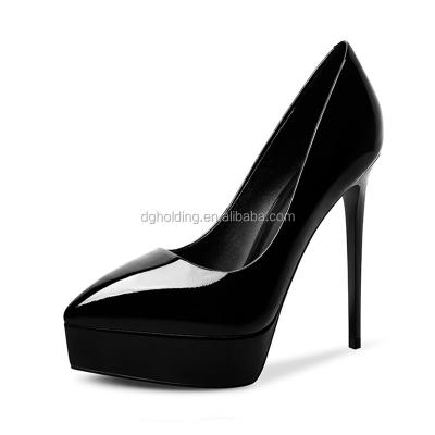 China Pumps Black Color High Heels Platform Pumps Around Toe Women Stiletto Shoes for sale