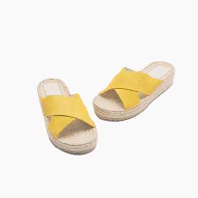 China Ladies/Women Horse Hair Upper And Straw Material Straw Slippers Sandals For Women for sale