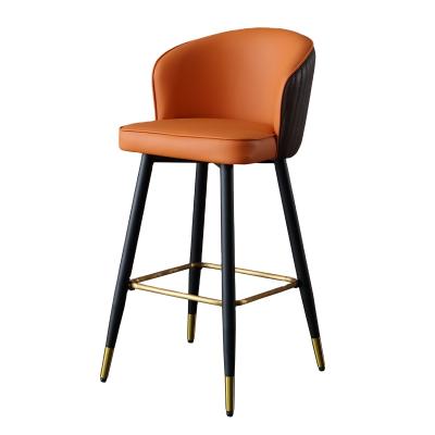 China Modern wooden leather cups upholstery metal leg bar stool luxry design for sale