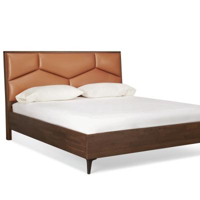 China Headboard in wood frame with uphostery pad North American black walnut solid wood bed for sale