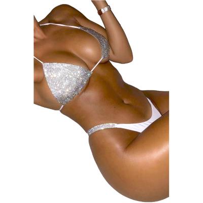 China NUSPIRE Breathable Diamond Studded Two Piece Bikini Set Sexy Beach Split Women Lingerie Swimsuit Swimwear for sale