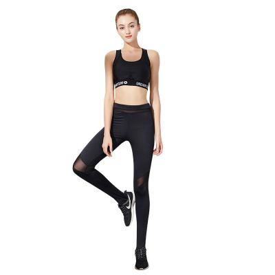 China Breathable Mesh Yoga Bra And Ninth Wear Pants Gym Woman Fitness Workout for sale