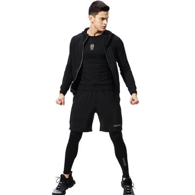 China NUSPIRE Breathable Outdoor Training Running Long Sleeve Pants Plus Warm Fleece Fitness Four Piece Suit For Men for sale