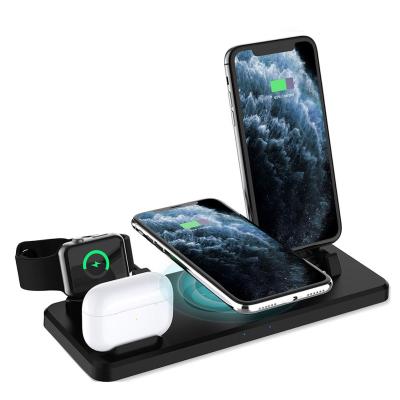 China 2021 Best Selling Amazon Mobile Phone MP3 GPS Tablet 6 in 1 Qi Wireless Fast Charger Base Storage Charging Station Desktop Dock for sale