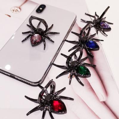 China Adjustable 360 ​​Rotate Mobile Phone Finger Ring Stand Luxury Bling Diamond Metal Spider Holder For iPhone Sumsang Huawei Xiaomi for sale