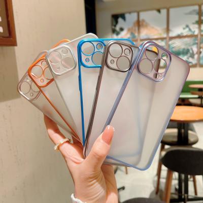 China TPU For iPhone 13 12 Pro Max Case Electroplating Phone Case Transparent Shell Anti-fall Skin-friendly Frosted Ultrathin Soft Cover for sale