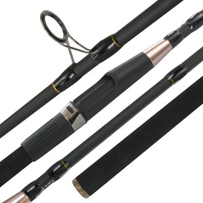 China Custom Carbon Fiber Portable Lure Fishing Rods 2.4m 2.7m 4 Section Carbon Fiber Distance Travel Spinning Casting Sea Bass Fishing Rod for sale