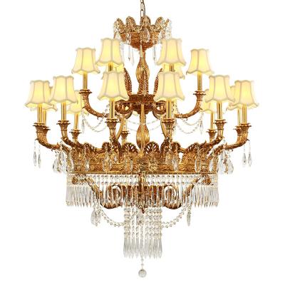 China Modern classic Jewelerytop fabric lampshade crystal hanging luxury crystal chandelier lightslobby Dubai low ceiling pendant lamp for sale