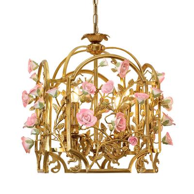 China Modern French Baroque Home Decorative Luxury Ceramic Flower Jewelerytop Pendant Light Lamp for Wedding Centerpiece for sale