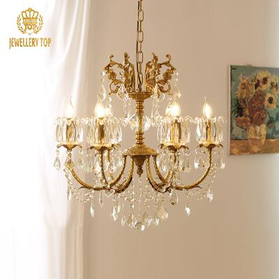 China Jewelerytop modern crystal pendant light luxury lamps brass antique crystal chandelier French k9 old le copper De d'en luxe for sale