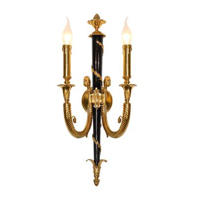 China European 2 Jasper Wall Lamp Fancy Wall Lights Gold Baroque Rococos Living Room Luxury Bedside Light Hotel Home Decor for sale